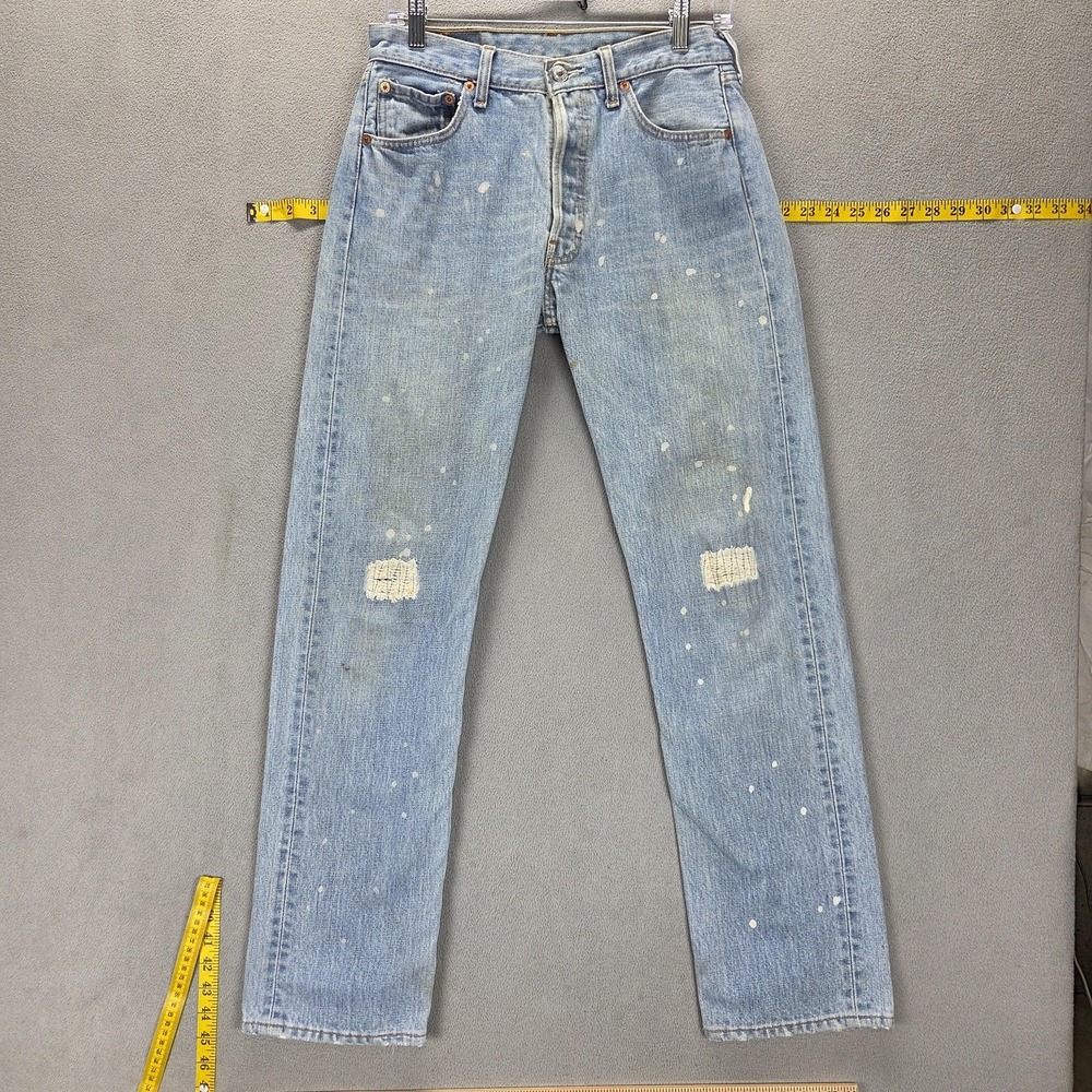 Vintage Levis 501 Jeans Mens Blue‎ Light Wash Button Fly Straight Fits 28x31